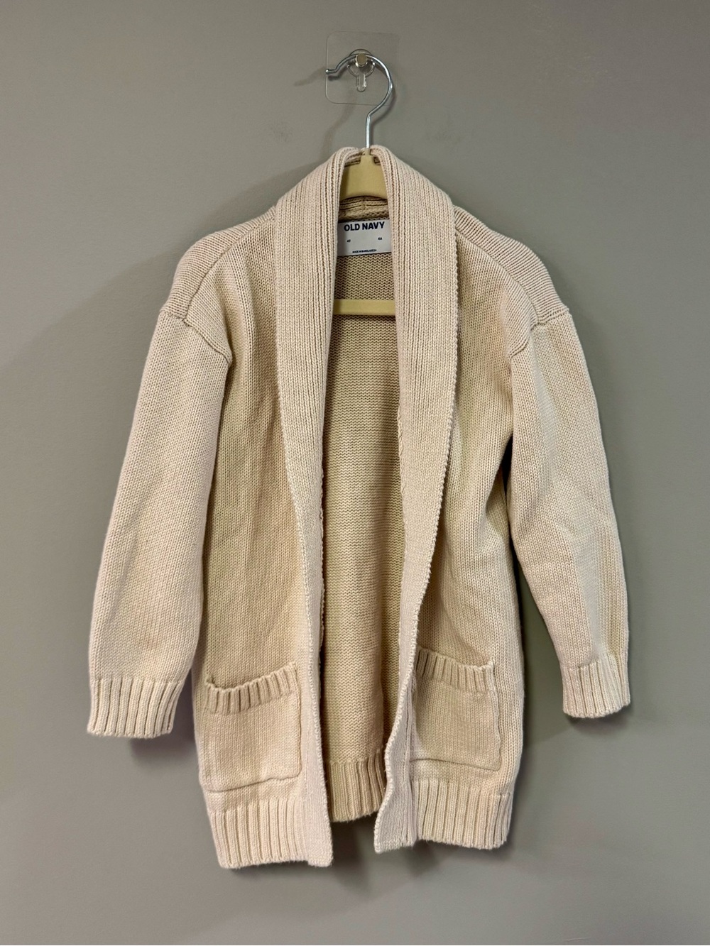 Old Navy Cream Knit Shawl-Collar Kids Cardigan